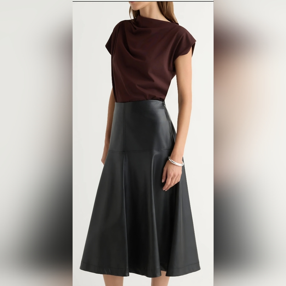 Modern Citizen Harley Vegan Leather A-Line Midi Skirt Size Small. NWOT